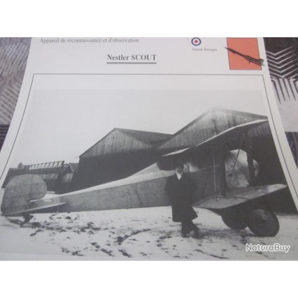 FICHE  AVIATION  TYPE  DE RECONNAISSANCE ET D OBSERVATION   / NESTLER SCOUT  G BRETAGNE