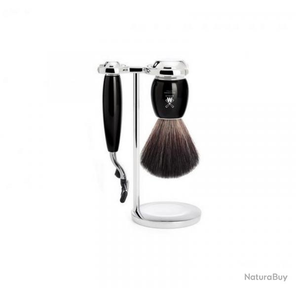 Set de rasage Mach3 "Vivo" 3 pices, Manche rsine noire, Poils pur noir [Mhle]