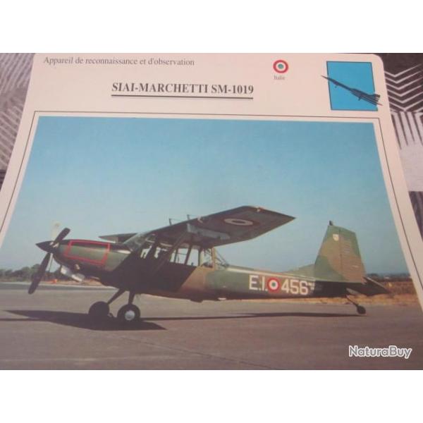 FICHE  AVIATION  TYPE  DE RECONNAISSANCE ET D OBSERVATION  / SIAI  MARCHETTI SM 1019  ITALIE