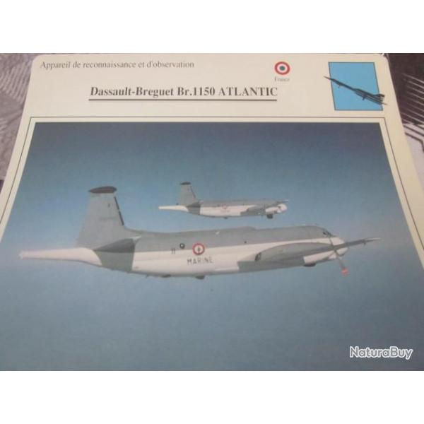 FICHE  AVIATION  TYPE  DE RECONNAISSANCE ET D OBSERVATION  / DASSAULT BREGUET Br 1150 ATLANTIC