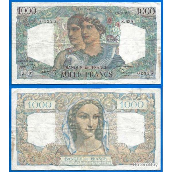 France 1000 Francs 1950 Minerve Et Hercule Grand Billet Franc