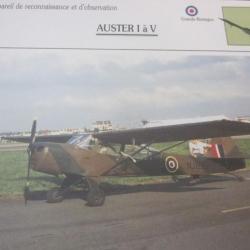 FICHE  AVIATION  TYPE  DE RECONNAISSANCE ET D OBSERVATION  / AUSTER I A V  G BRETAGNE
