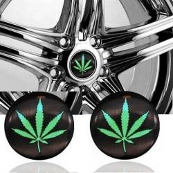 Lot de 4 Sticker Centre de Roue Moyeu Wheel cap Voiture Marijuana Diamètre 56mm