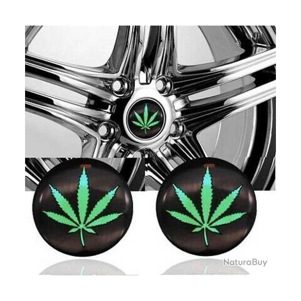 Lot de 4 Sticker Centre de Roue Moyeu Wheel cap Voiture Marijuana Diamtre 56mm
