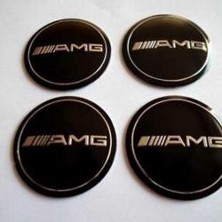 Lot de 4 Sticker Centre de Roue Moyeu Wheel cap Voiture AMG Diam 56mm