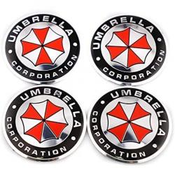 Lot de 4 Sticker Centre de Roue Moyeu Wheel cap Voiture Umbrella Corp Diam 56mm