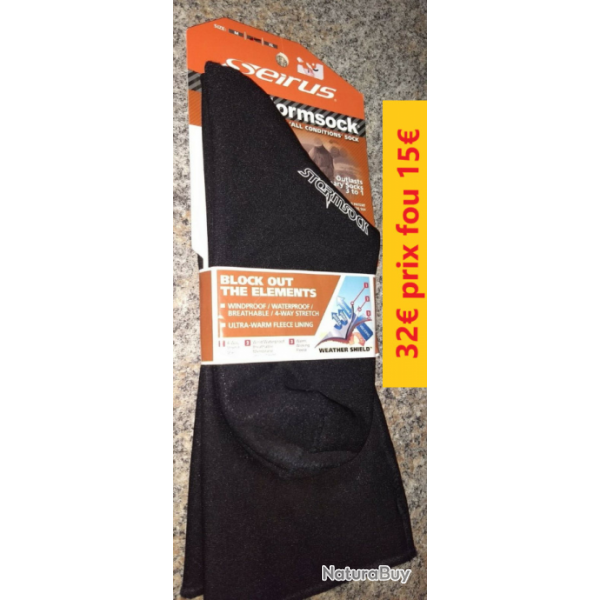 CHAUSSETTES SEIRUS STORMSOCK "fini les pieds gels" impermable-chaud-respirant  L  16913