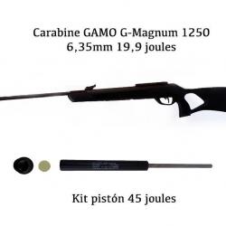 Pack-Gamo G-Magnum1250 6.35, 19,9 j+ Piston (45 Jul.) + Piston + Lunette 3-12x44 R.MilDot + Pellets