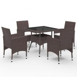 Mobilier à dîner de jardin 5 pcs Marron Résine tressée et verre 3058321