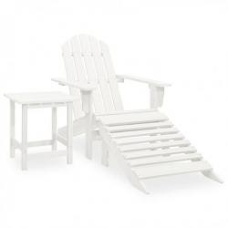 Chaise de jardin Adirondack avec pouf et table Sapin Blanc 315929
