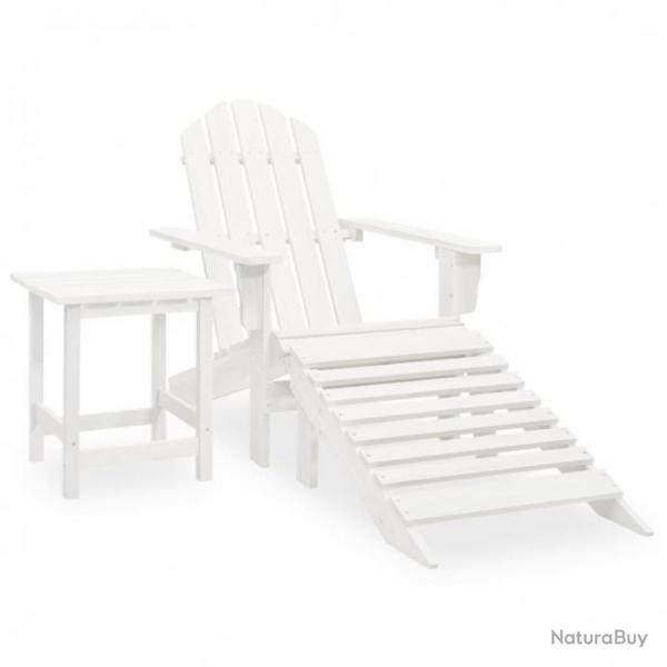 Chaise de jardin Adirondack avec pouf et table Sapin Blanc 315929