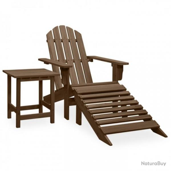 Chaise de jardin Adirondack avec pouf et table Sapin Marron 315931
