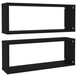 Étagères cube murales 2 pcs Noir 60x15x23 cm Aggloméré 807136