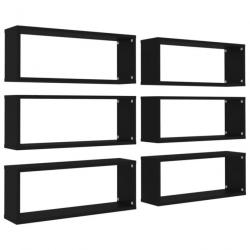 Étagères cube murales 6 pcs Noir 60x15x23 cm Aggloméré 807138