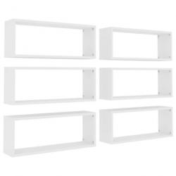 Étagères cube murales 6 pcs Blanc 60x15x23 cm Aggloméré 807135