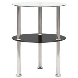 Table d'appoint à 2 niveaux Transparent/noir 38 cm Verre trempé 322788