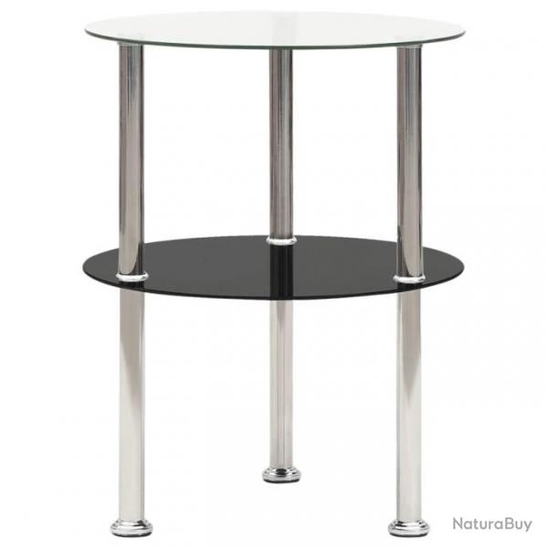 Table d'appoint  2 niveaux Transparent/noir 38 cm Verre tremp 322788