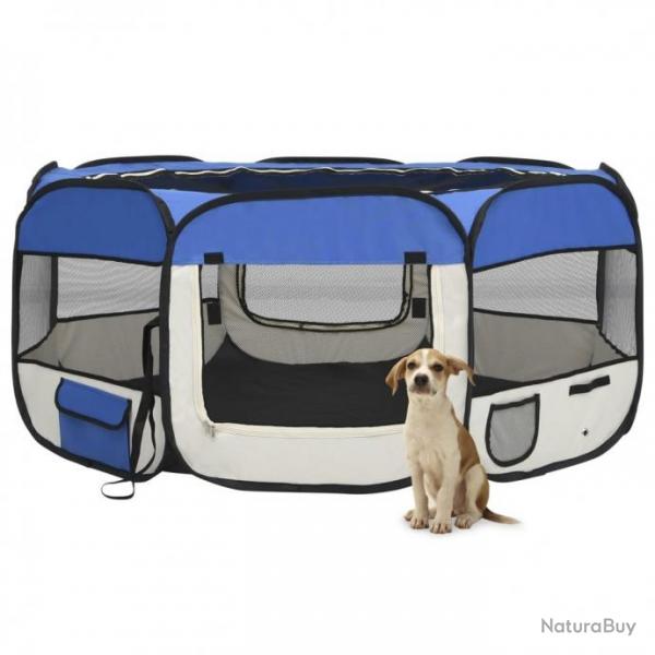 Parc pliable pour chien avec sac de transport Bleu 145x145x61cm 171016