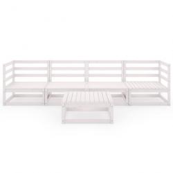 Salon de jardin 5 pcs Blanc Bois de pin massif 3075365