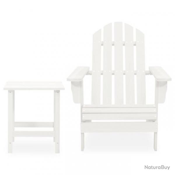 Chaise de jardin Adirondack avec table Bois de sapin Blanc 315919