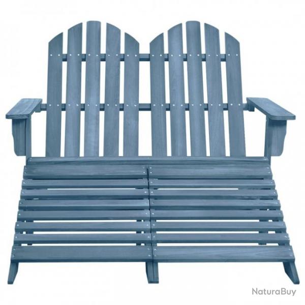 Chaise de jardin Adirondack 2 places et pouf Sapin massif Bleu 315915