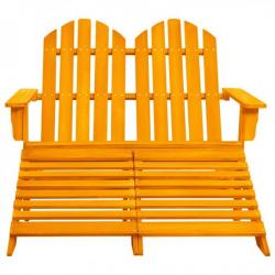 Chaise de jardin Adirondack 2 places et pouf Sapin Orange 315918