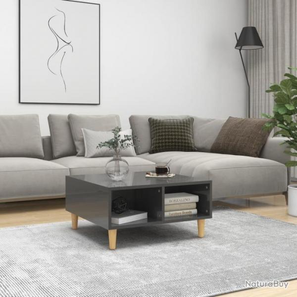 Table basse Gris brillant 60x60x30 cm Agglomr 805985