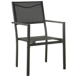 Chaises de jardin 2 pcs Textilène et acier Noir et anthracite 313077