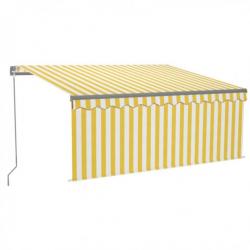 Store Auvent rétractable manuel store LED 3,5x2,5 m Jaune et blanc 3069403