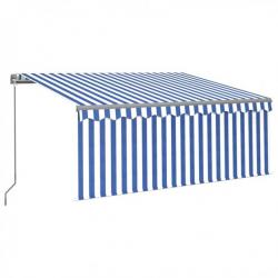 Store Auvent rétractable manuel avec store LED 3,5x2,5m Bleu et blanc 3069401