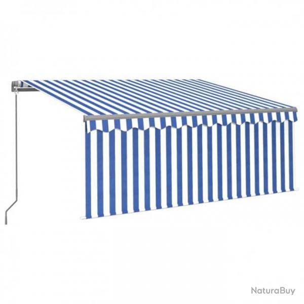 Store Auvent rtractable manuel avec store 3,5x2,5 m Bleu et blanc 3069396