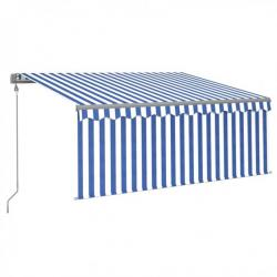 Store Auvent rétractable automatique avec store 3,5x2,5 m Bleu blanc 3069406