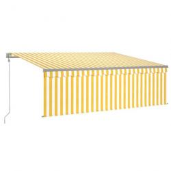 Store Auvent automatique rétractable avec store 4,5x3 m Jaune et blanc 3069448