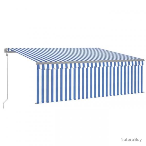 Store Auvent automatique rtractable avec store 4x3 m Bleu et blanc 3069426