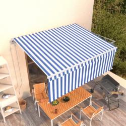 Store Auvent automatique rétractable avec store 4x3 m Bleu et blanc 3069306