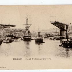 CPA- Marine - BREST.-Pont National ( ouvert ) N°1184