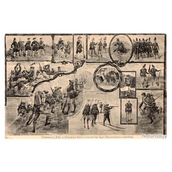 CPA - Chasseurs a pied et chasseur alpins N1080