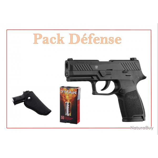 Pack Pist SIG SAUER P320 noir 9mm P.A.K. + 50 munitions + holster