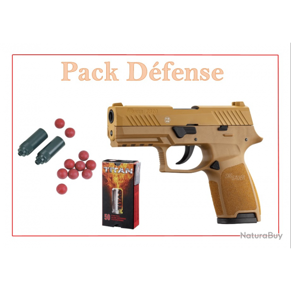 Pack Pistolet SIG SAUER P320 FDE 9mm P.A.K.+ 50 munitions + embout