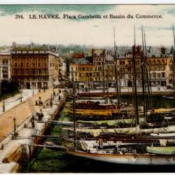 CPA - LE HAVRE Place Gambetta et Bassin du Commerce N°1277