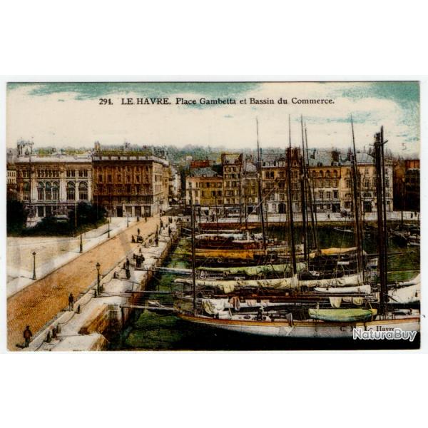 CPA - LE HAVRE Place Gambetta et Bassin du Commerce N1277