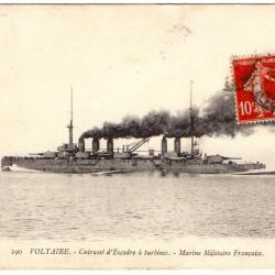 CPA - MARINE Militaire Française  - VOLTAIRE - Cuirasse d'Escadre a turbines - N°934