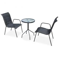 bistro 3 pcs Acier Noir 43315