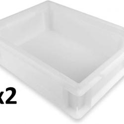 Lot de 2 Bacs à pâtons empilables + 1 couvercle - 30x40 Ht12 cm - Boule Pizza