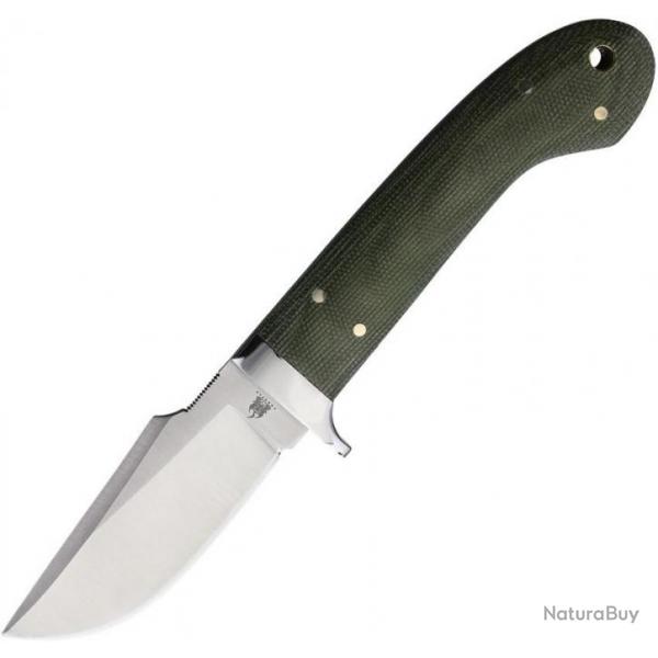 Couteau Bushcraft Komoran Green Lame Acier 7Cr17MoV Manche Micarta Etui Cuir KO026