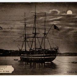 CPA - Marine - BREST Le " Magellan " au clair de lune  N°1207