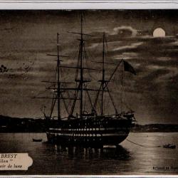 CPA - Marine - BREST Le " Magellan " au clair de lune  N°1020