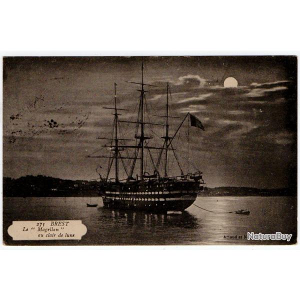 CPA - Marine - BREST Le " Magellan " au clair de lune  N1207