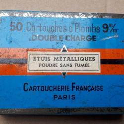 Boite vide tôle 50 cart. 9mm Flobert double charge Cartoucherie Française