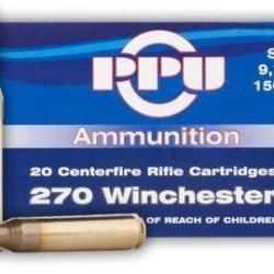 200 Cartouches Partizan PPU Cal. 270 Winchester 150GR SP